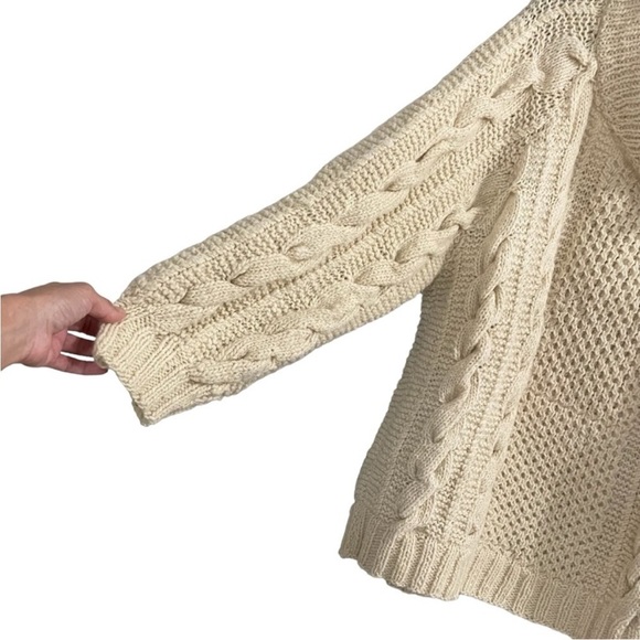 HAND KNIT Wool Chunky Knit Oversized Pullover Sweater Cream XL / XXL - Picture 5 of 8